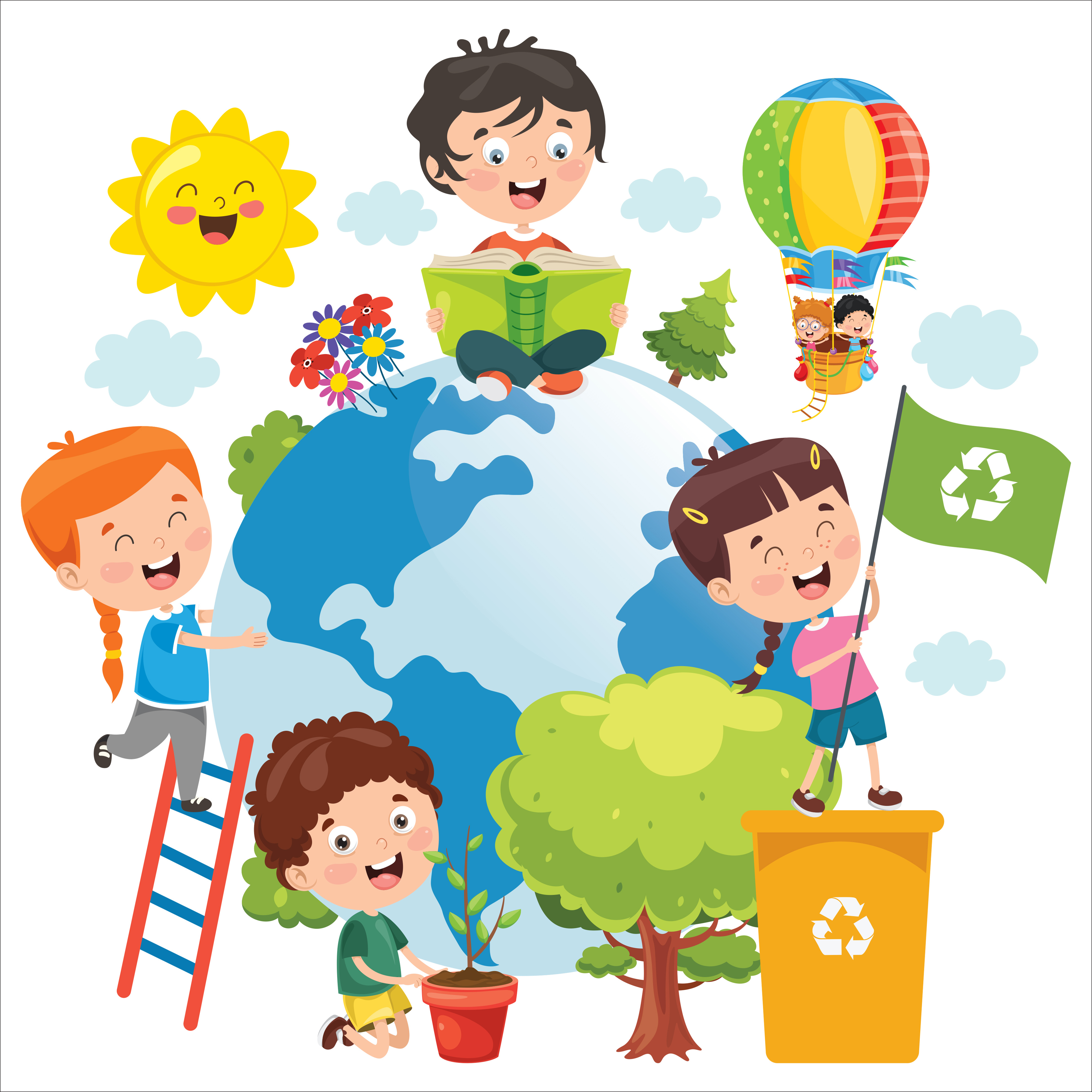 Diverse children from around the world playing together with a globe, representing our inclusive global community